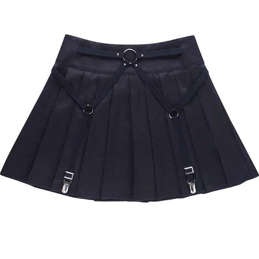 Dark Functional Wind Punk Girl Pleated Skirt High Waist Tooling Bf Cool Ring Skirt Skirt Trend - The elite ways