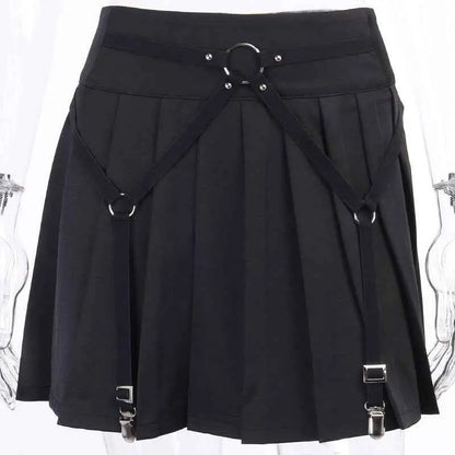 Dark Functional Wind Punk Girl Pleated Skirt High Waist Tooling Bf Cool Ring Skirt Skirt Trend - The elite ways