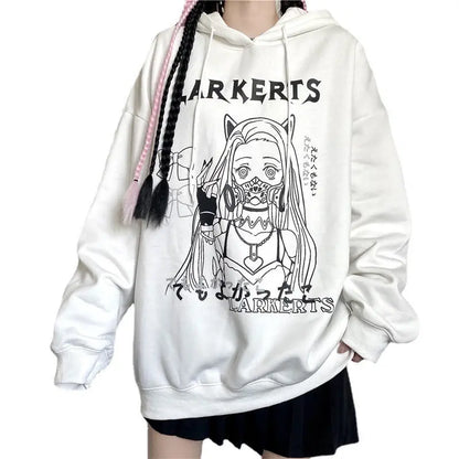 Dark Hoodie Female Two Dimensional Girl Loose Hooded Plus Velvet Coat.