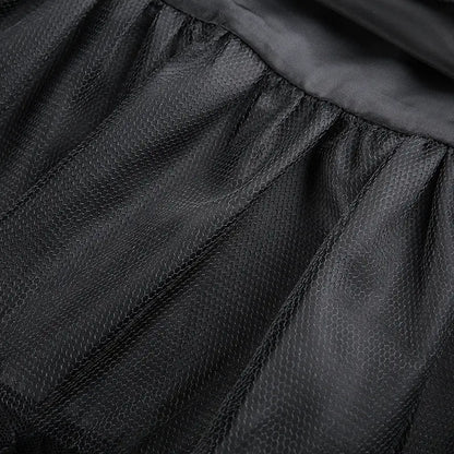Dark Street Style Lace Stitching Bow Pleated Skirt.