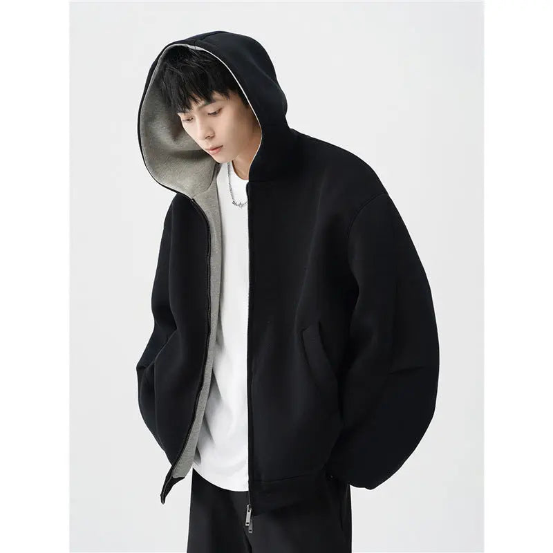 Double Zipper Hooded Sweater Men's Casual Jacket Alamode