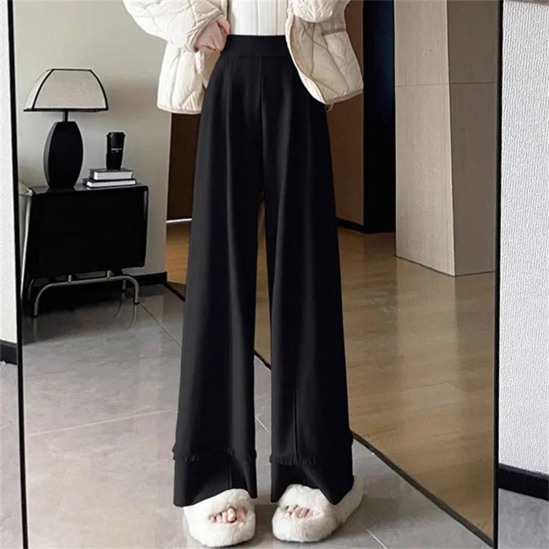 Draping Effect Soft Glutinous Mop Casual Trousers Alamode