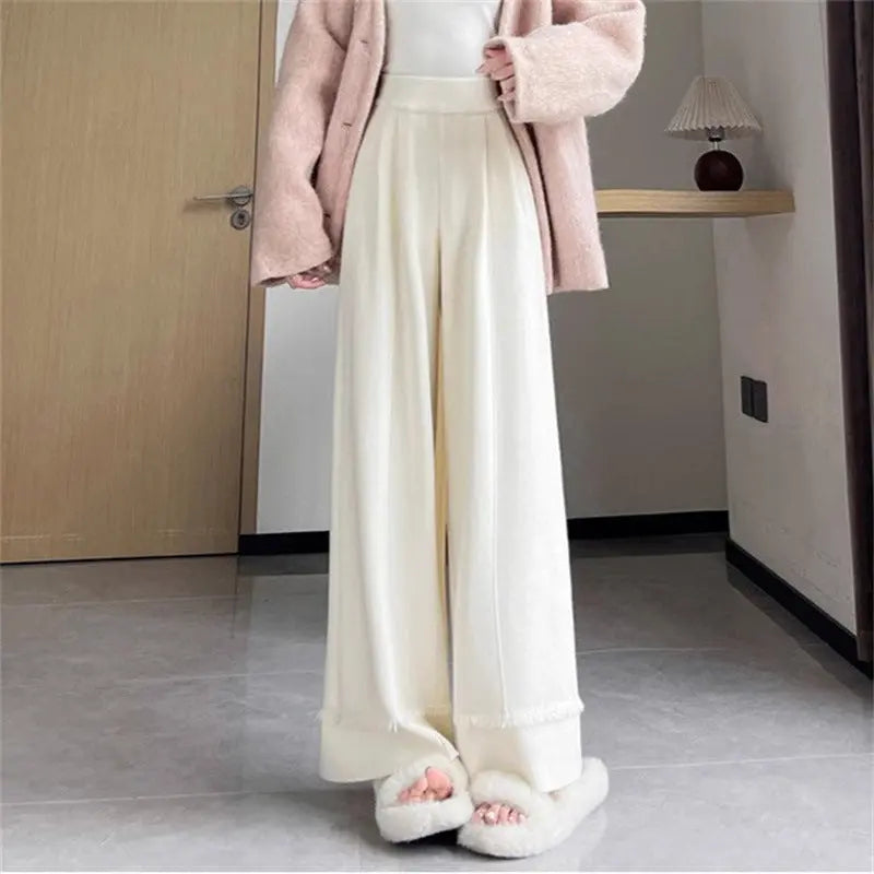 Draping Effect Soft Glutinous Mop Casual Trousers Alamode