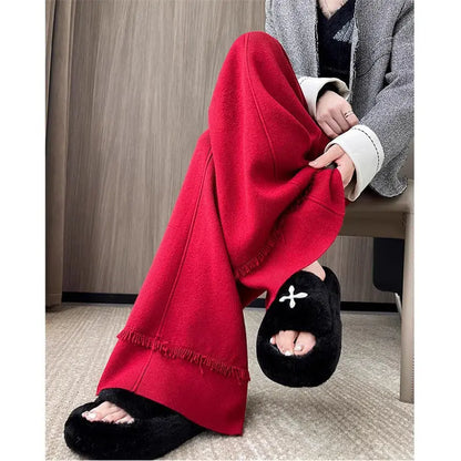 Draping Effect Soft Glutinous Mop Casual Trousers Alamode