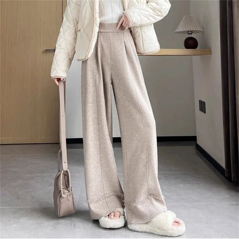Draping Effect Soft Glutinous Mop Casual Trousers Alamode