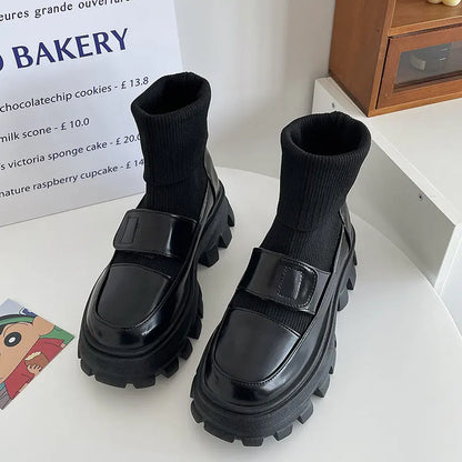 Elastic Thick Bottom All-match Increase Boots Women's Shoes Alamode