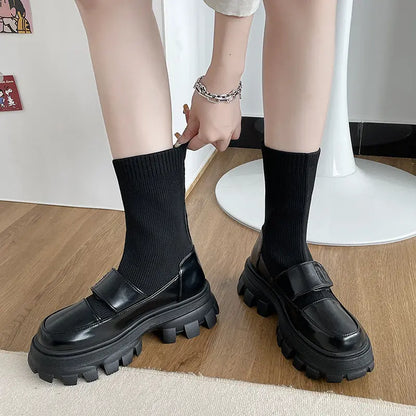 Elastic Thick Bottom All-match Increase Boots Women's Shoes Alamode