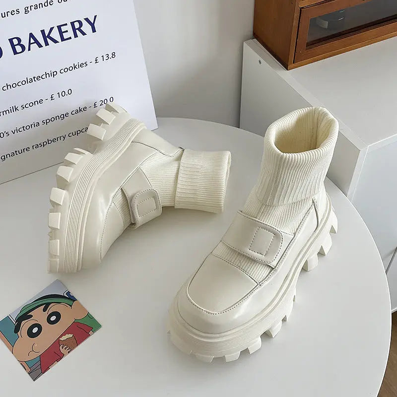 Elastic Thick Bottom All-match Increase Boots Women's Shoes Alamode