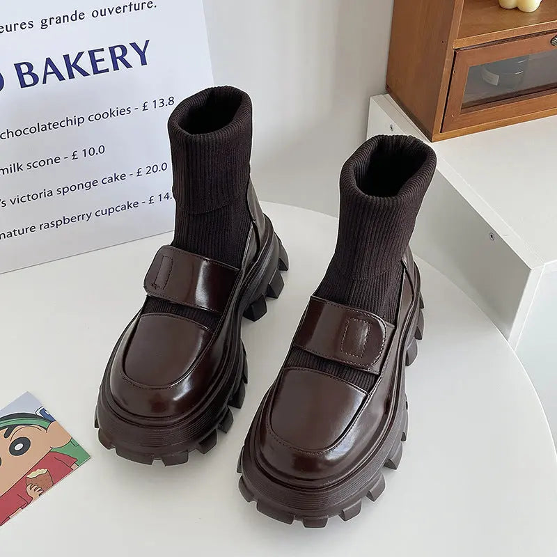 Elastic Thick Bottom All-match Increase Boots Women's Shoes Alamode