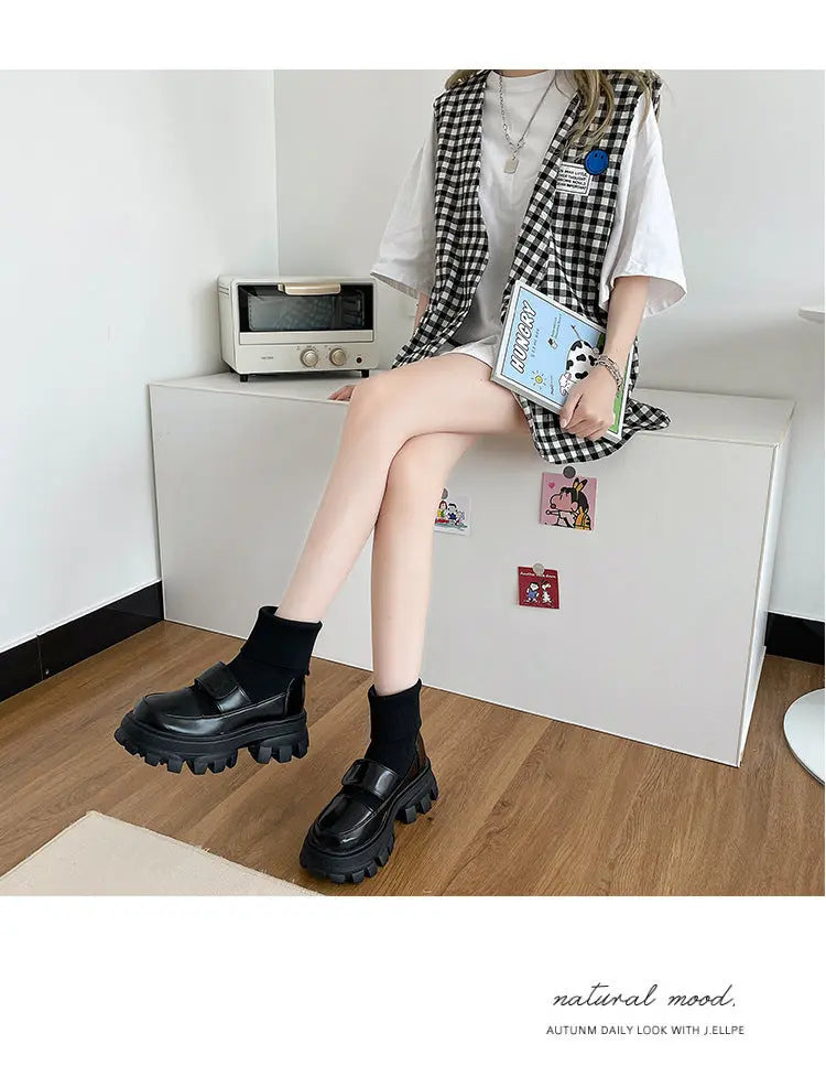 Elastic Thick Bottom All-match Increase Boots Women's Shoes Alamode