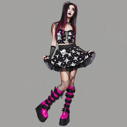 Europe And The United States Dark Black Cute Soft Cute Girl Heart Skull Sling Female.