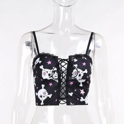 Europe And The United States Dark Black Cute Soft Cute Girl Heart Skull Sling Female.