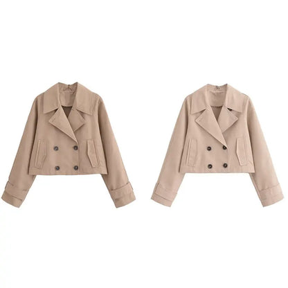 European And American Style Women's Clothing French Trench Coat Long Sleeve Elegant Jacket Coat Alamode