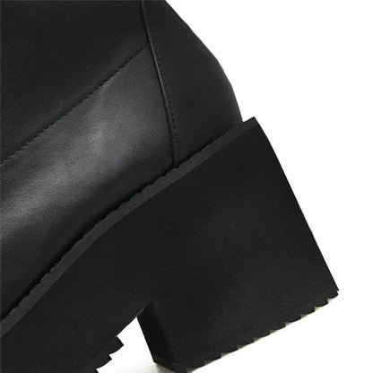 European and American punk leather thick ankle boots female Harajuku thick bottom zipper boots British lace Martin boots The elite ways