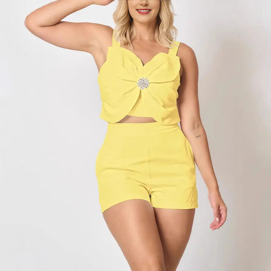 Fashion Casual Vest Shorts Set Women's Clothing Alamode