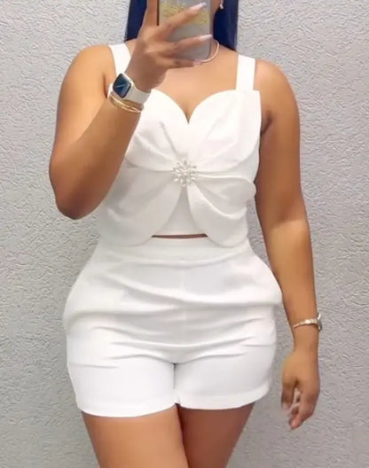 Fashion Casual Vest Shorts Set Women's Clothing Alamode