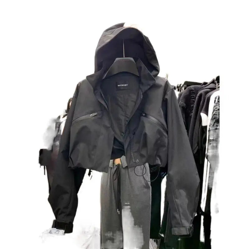 Fashion Hooded Stand Collar Overalls Jacket Women's Spring And Autumn New.