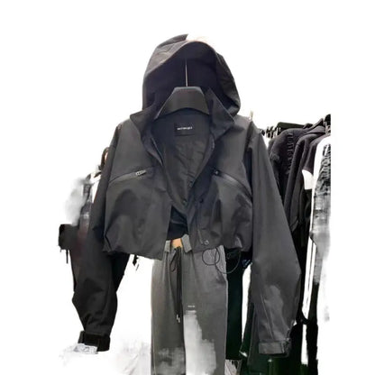 Fashion Hooded Stand Collar Overalls Jacket Women's Spring And Autumn New.