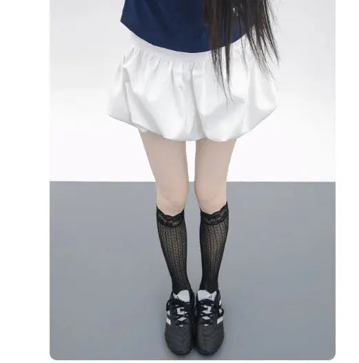 Girly Style Candy Lace Stockings Mouth Polka Dot Fishnet Hollow Mid-calf Socks Alamode