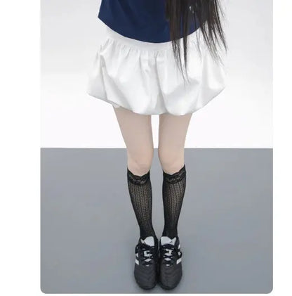 Girly Style Candy Lace Stockings Mouth Polka Dot Fishnet Hollow Mid-calf Socks Alamode