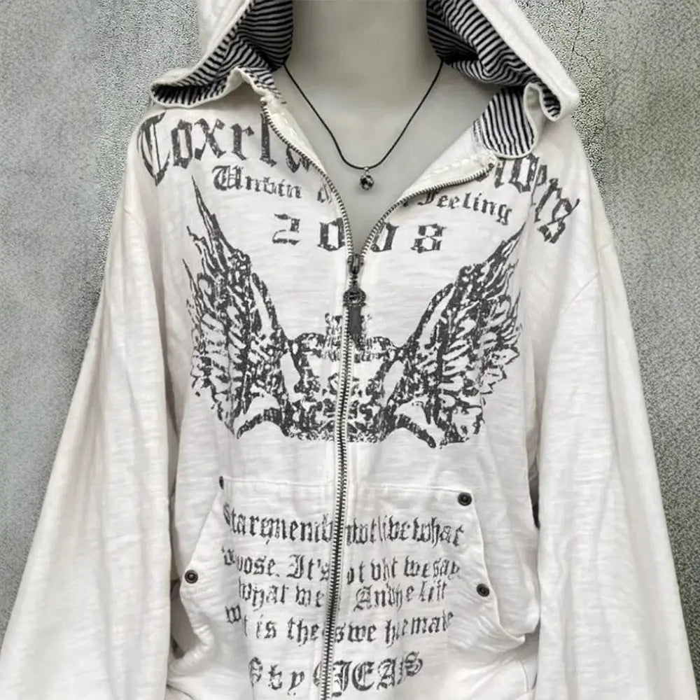 Harajuku Black Hooded Casual Coat Women Alamode