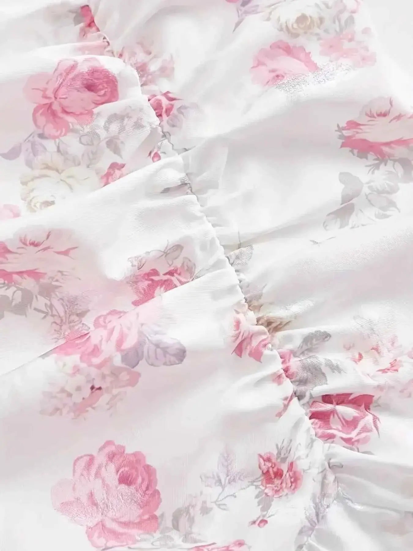 Ruffled Hem Floral Tie-Strap Mini Dress