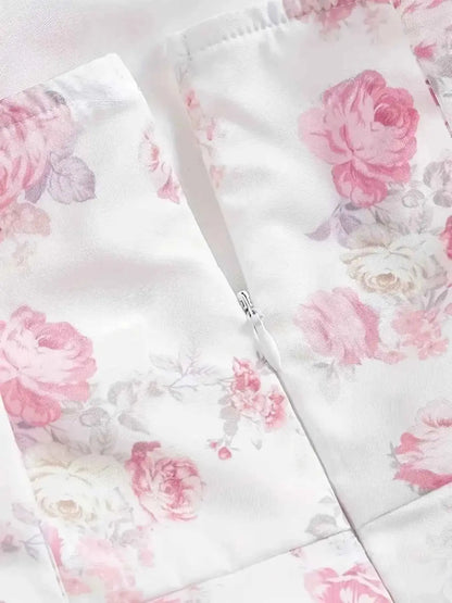 Ruffled Hem Floral Tie-Strap Mini Dress