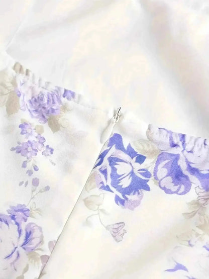 Ruffled Hem Floral Tie-Strap Mini Dress