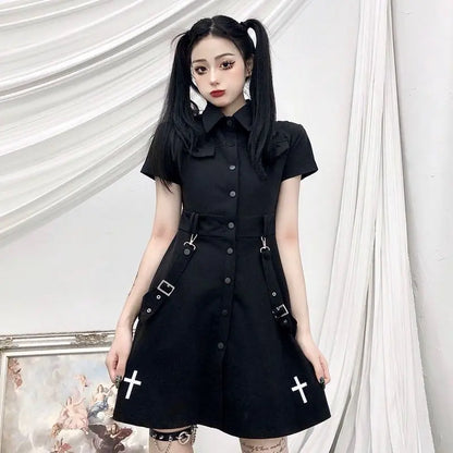 Spring And Summer New Dark Punk Style Jk Uniform Black Improved Dress Female College.