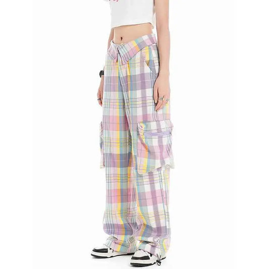 Summer Harajuku Street Retro Hot Girl Style Pattern Low Waist Workwear Casual Pants - The elite ways