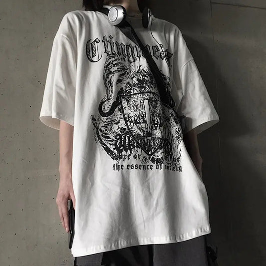 Summer Harajuku Style Short-sleeved Men's Fashion Brand Printing Half-sleeve Alamode