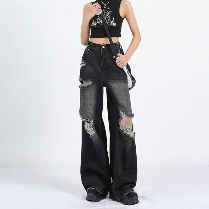 Summer Straight Loose Mop Wide Leg Pants Alamode