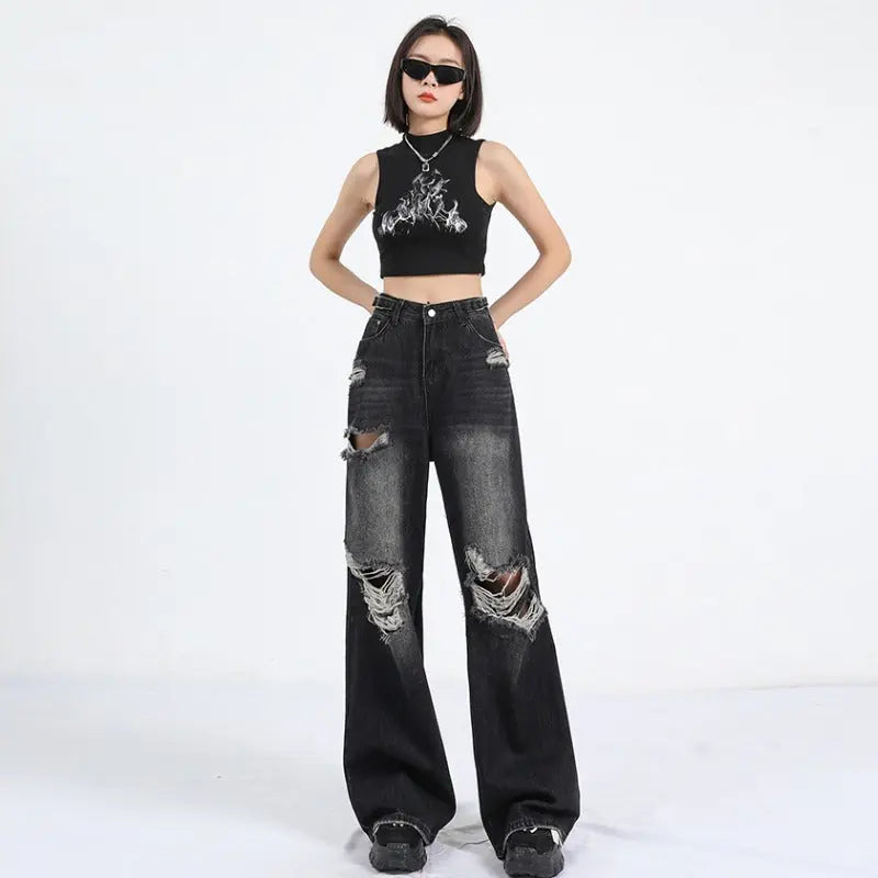 Summer Straight Loose Mop Wide Leg Pants Alamode