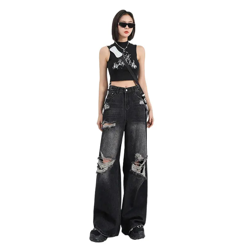 Summer Straight Loose Mop Wide Leg Pants Alamode