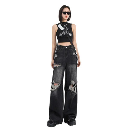 Summer Straight Loose Mop Wide Leg Pants Alamode