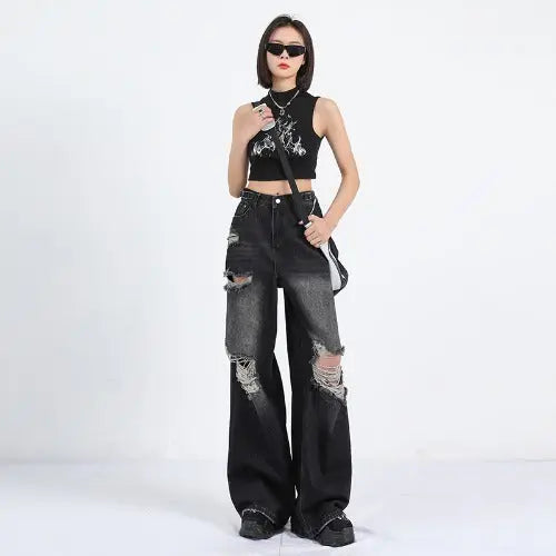 Summer Straight Loose Mop Wide Leg Pants Alamode