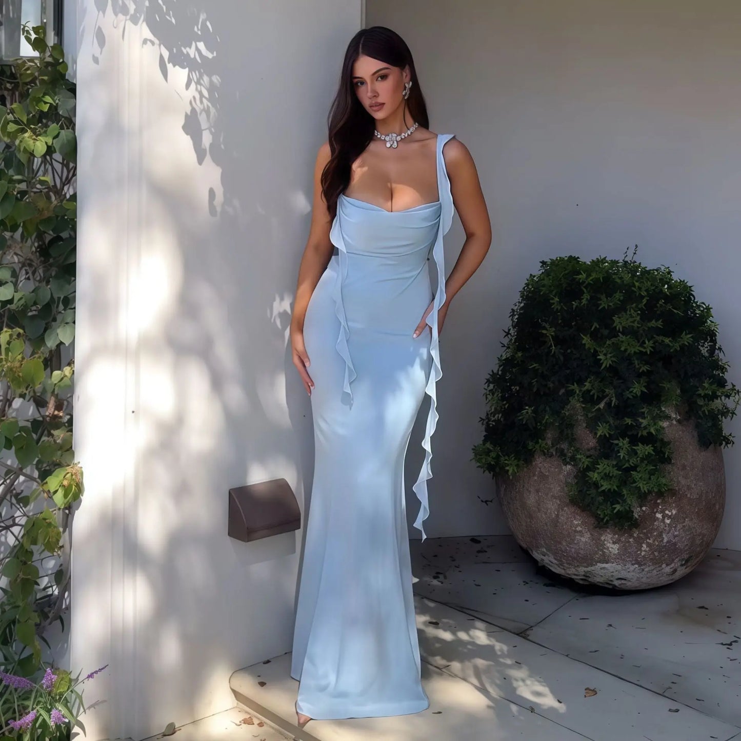 Summer Strap Tube Top Ruffled Ribbon Dress Alamode