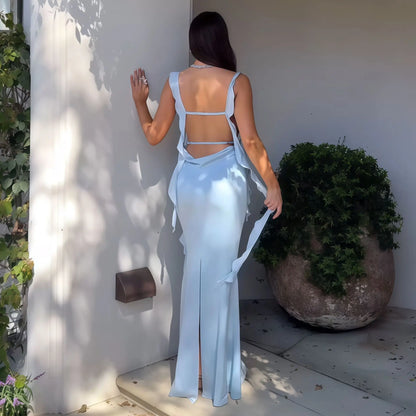 Summer Strap Tube Top Ruffled Ribbon Dress Alamode