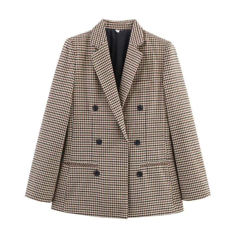 Two-breasted Loose Two-color Houndstooth Suit Jacket - The elite ways