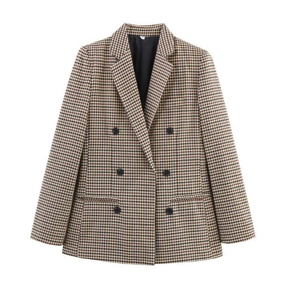 Two-breasted Loose Two-color Houndstooth Suit Jacket - The elite ways
