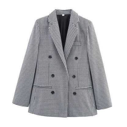 Two-breasted Loose Two-color Houndstooth Suit Jacket - The elite ways