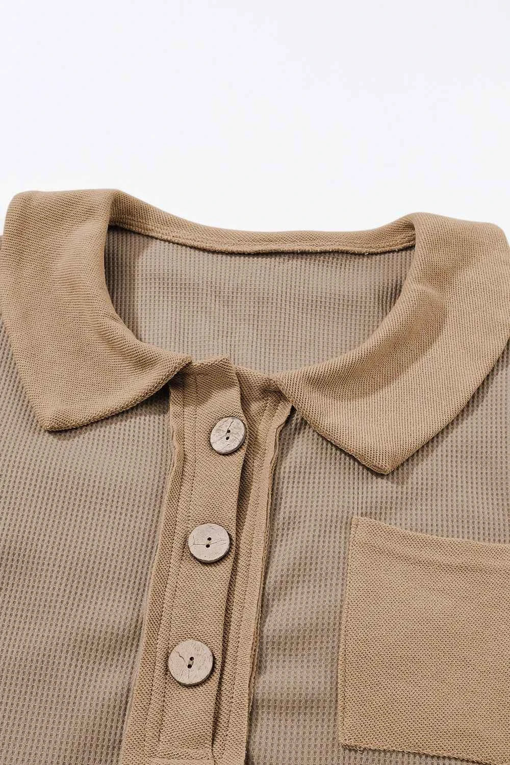 Waffle Knit Button Front Dress.