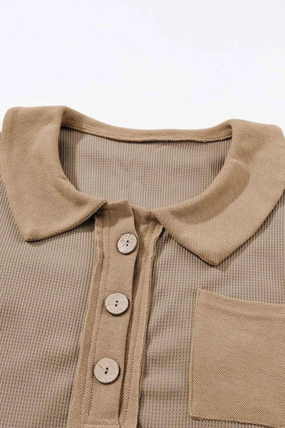 Waffle Knit Button Front Dress.