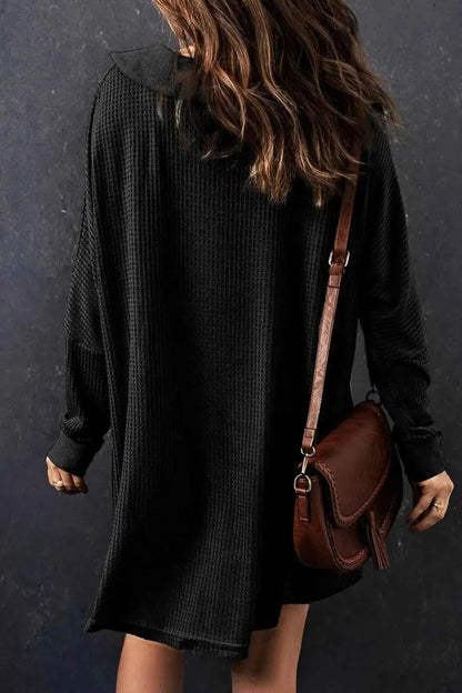 Waffle Knit Button Front Dress.