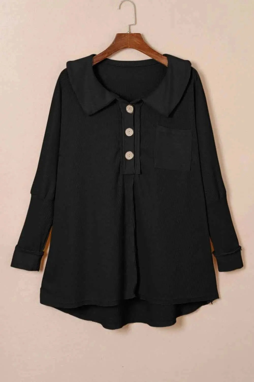 Waffle Knit Button Front Dress.