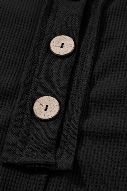 Waffle Knit Button Front Dress.