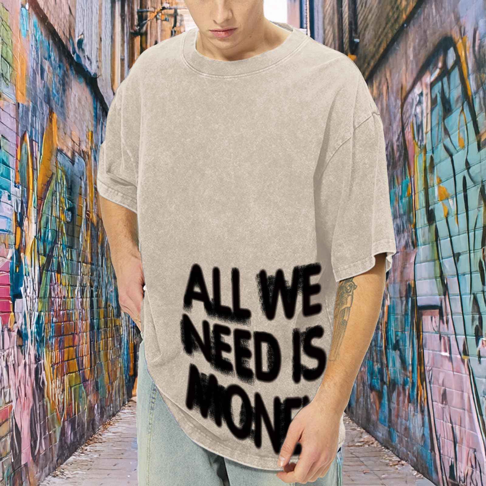 Weetiotio Mens Oversized Graphic Tees Streetwear Baggy Shirts Y2k Vintage Acid Wash Cotton Tshirt Harajuku Grunge Shirt Men - The elite ways