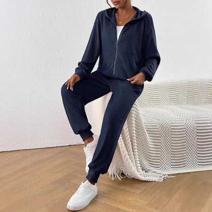 Women's Autumn Fashion Solid Color Suit Rib Sunken Stripe - The elite ways