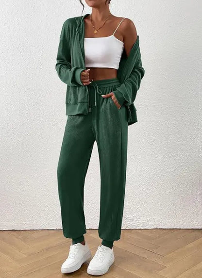 Women's Autumn Fashion Solid Color Suit Rib Sunken Stripe - The elite ways