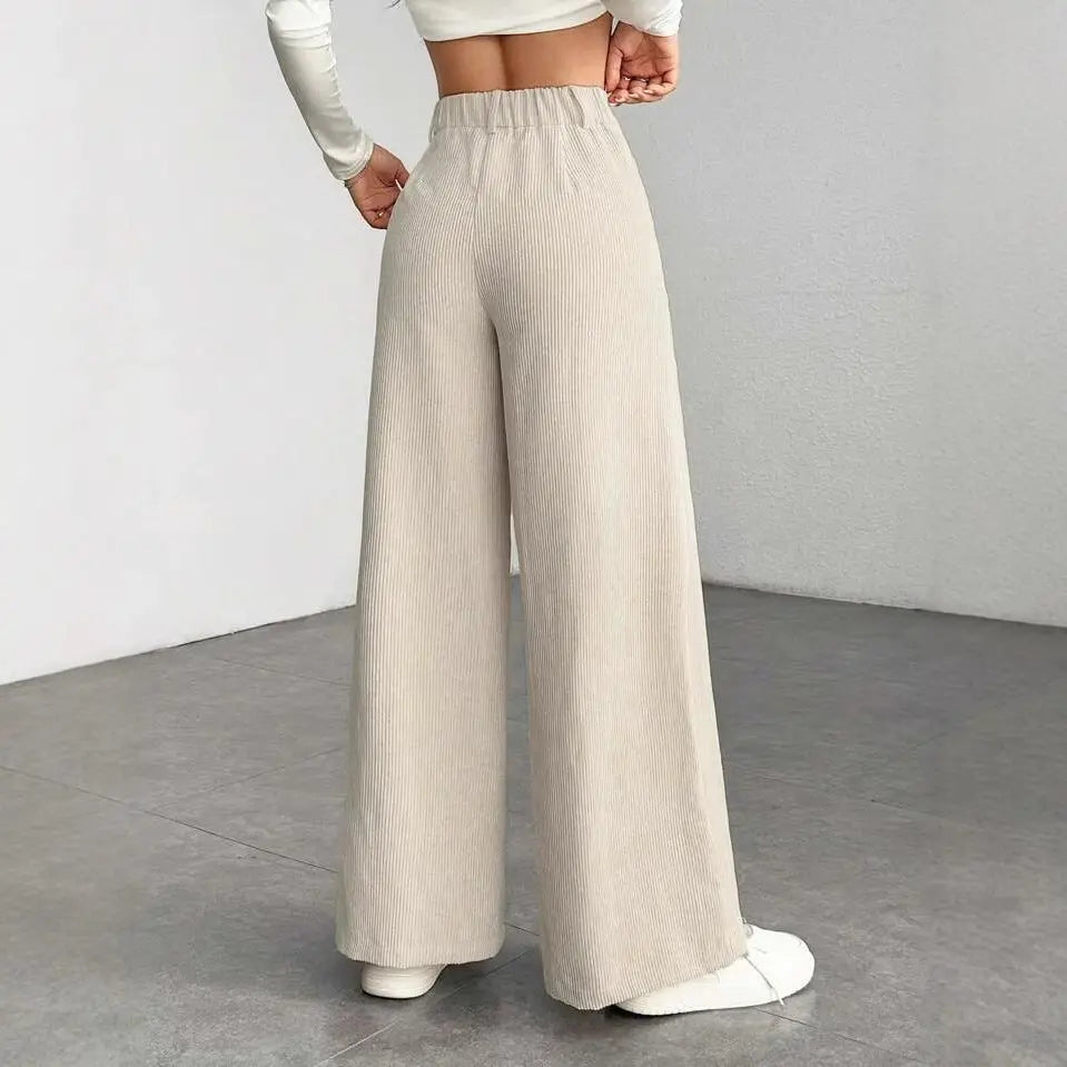 Women's High Waist Loose Drooping Slimming Solid Color Mop Wide Leg Alamode